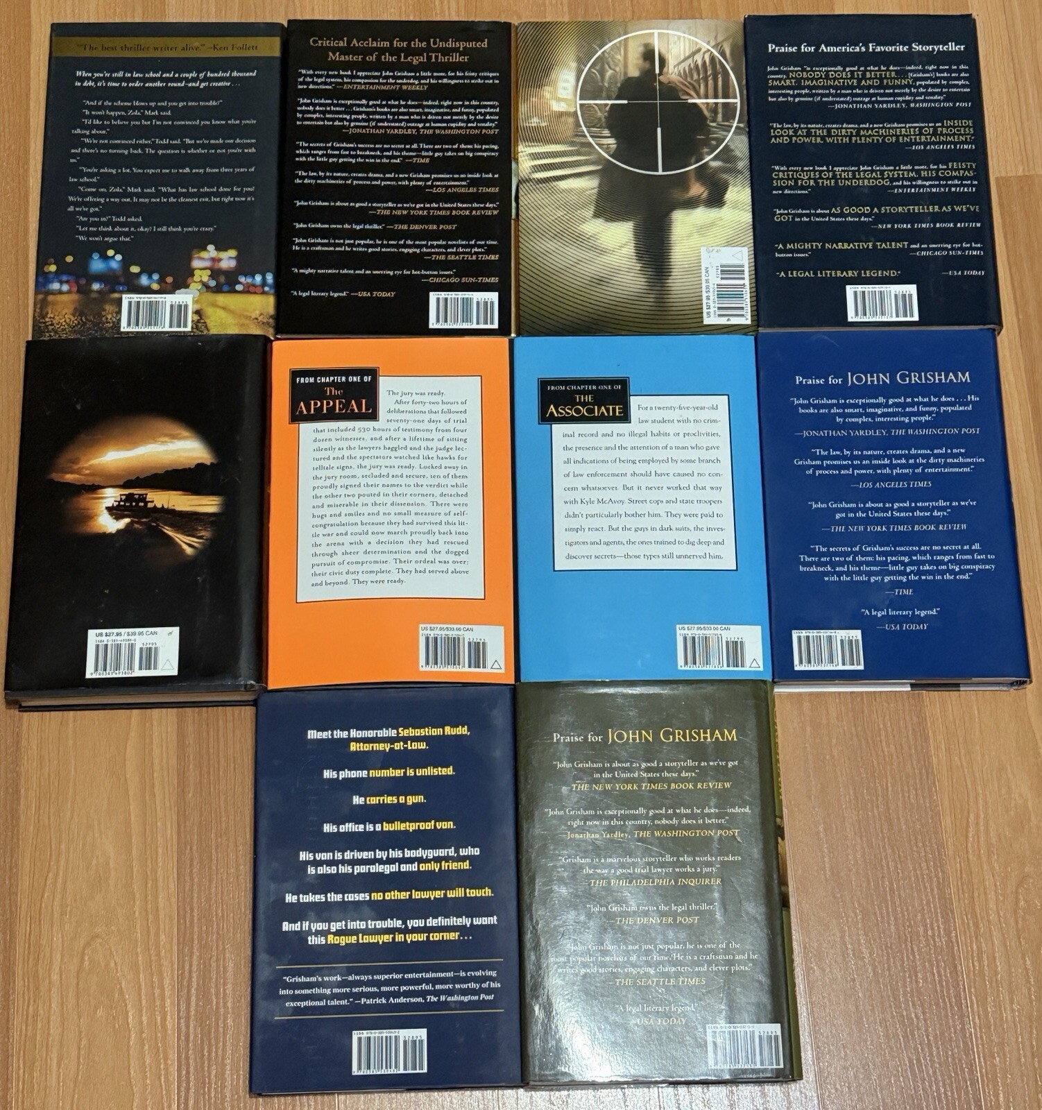 John Grisham Hardcover Lot Of 10 Books Nice Condition With Dust Jackets