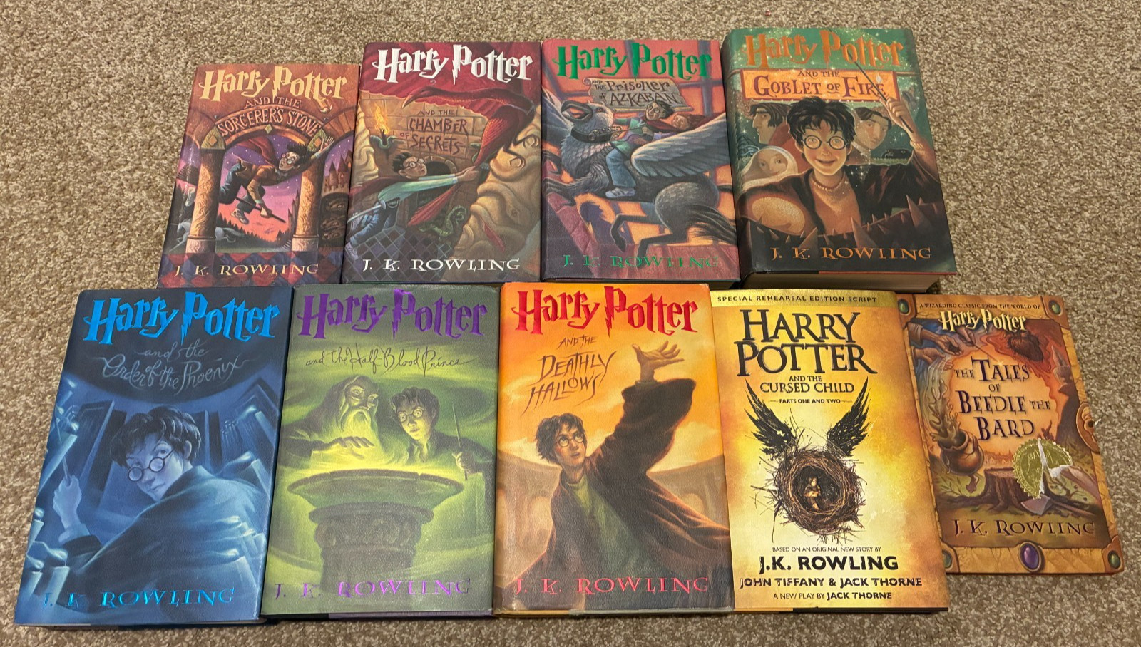 Harry Potter – Complete 7-Book HC Series Set w/ 2 Bonus Books – Rowling – RARE!