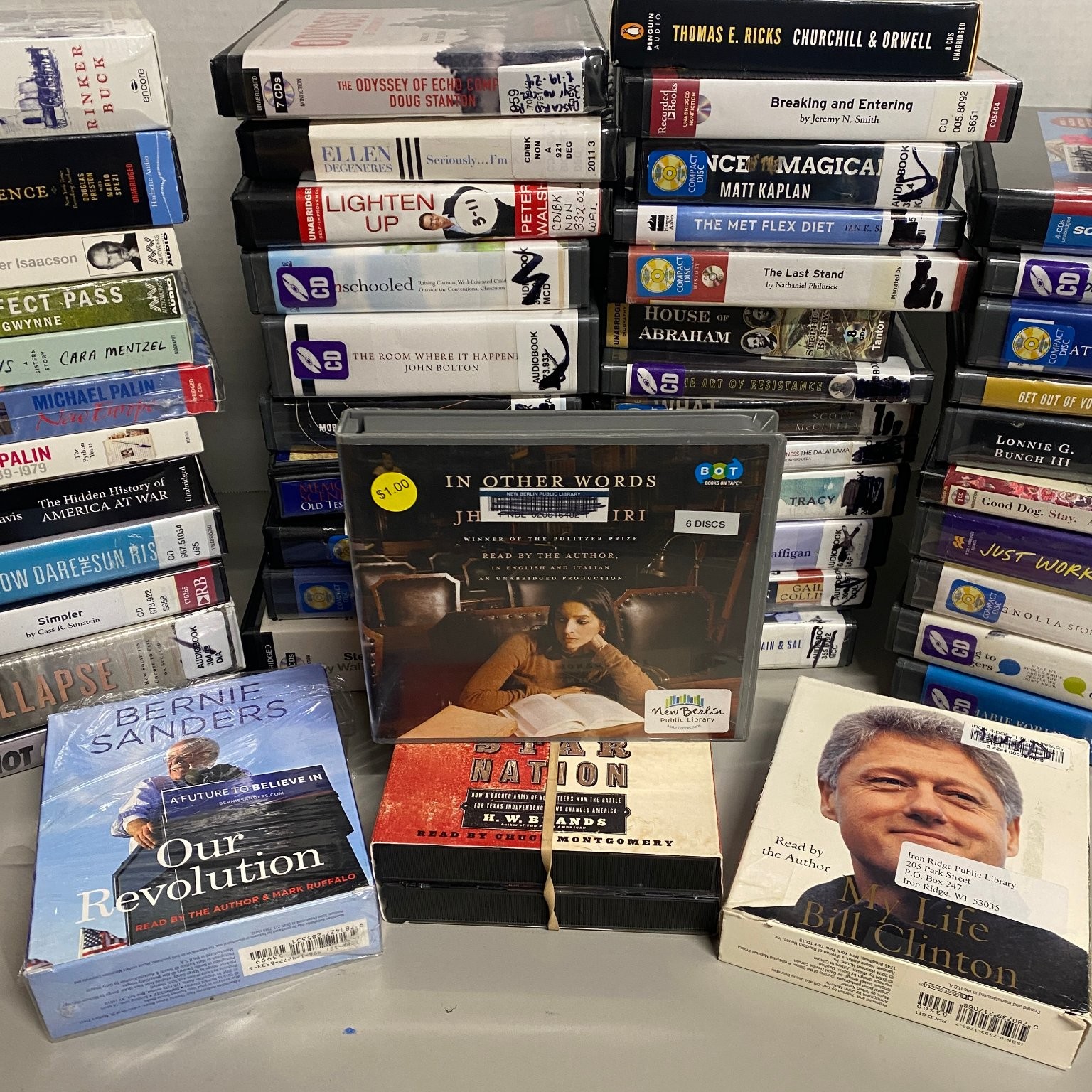Lot of 45 + Audiobooks on CD, Ex Library, Fiction, Mixed Authors