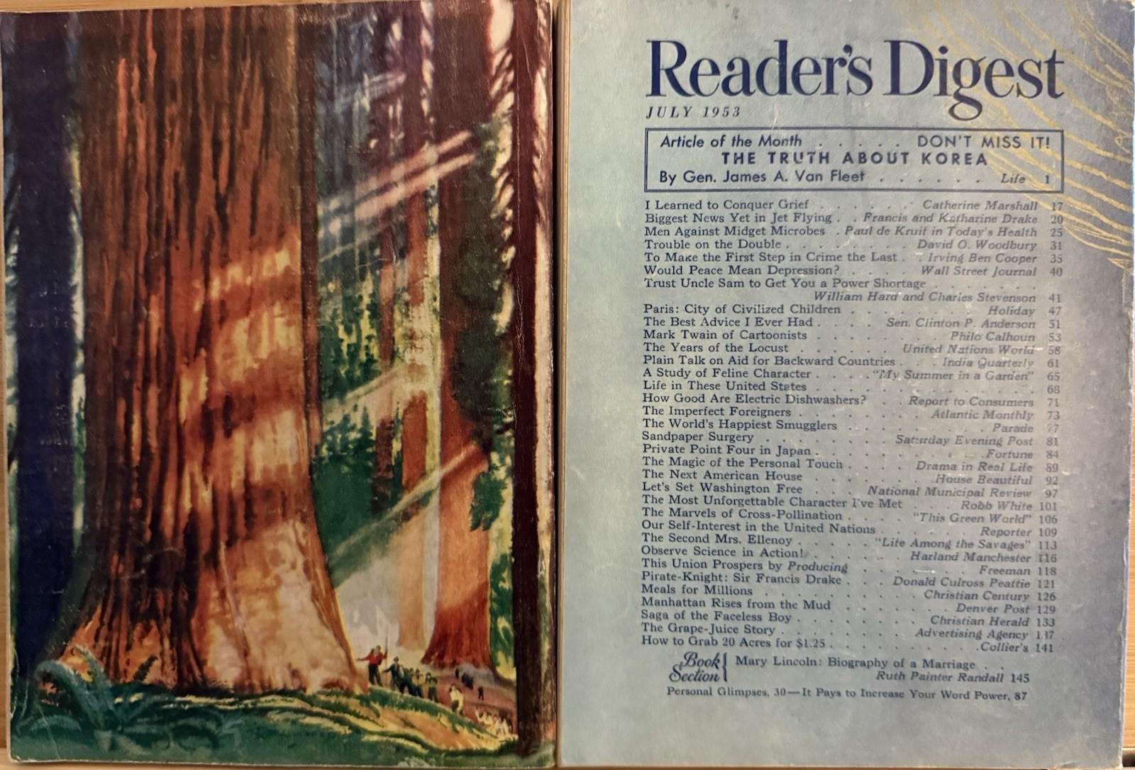 1953 June July READER’S DIGEST MAGAZINE Vintage History Short Stories Tales