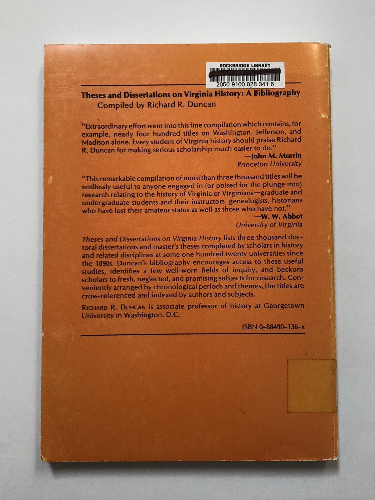 Theses and Dissertations on Virginia History: A Bibliography by Richard R….