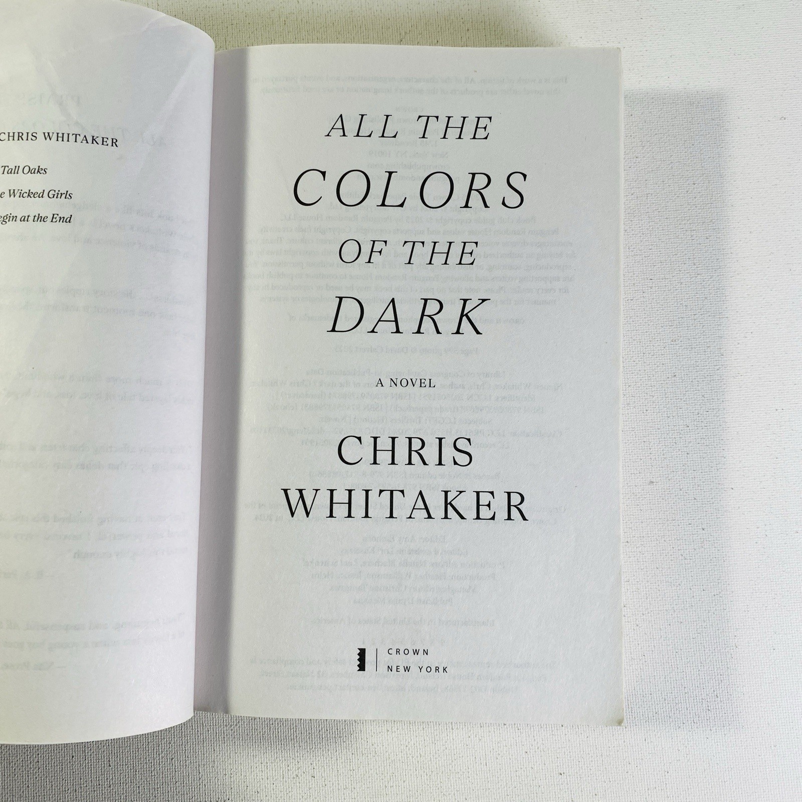 All the Colors of the Dark by Chris Whitaker 2025, Trade Paperback
