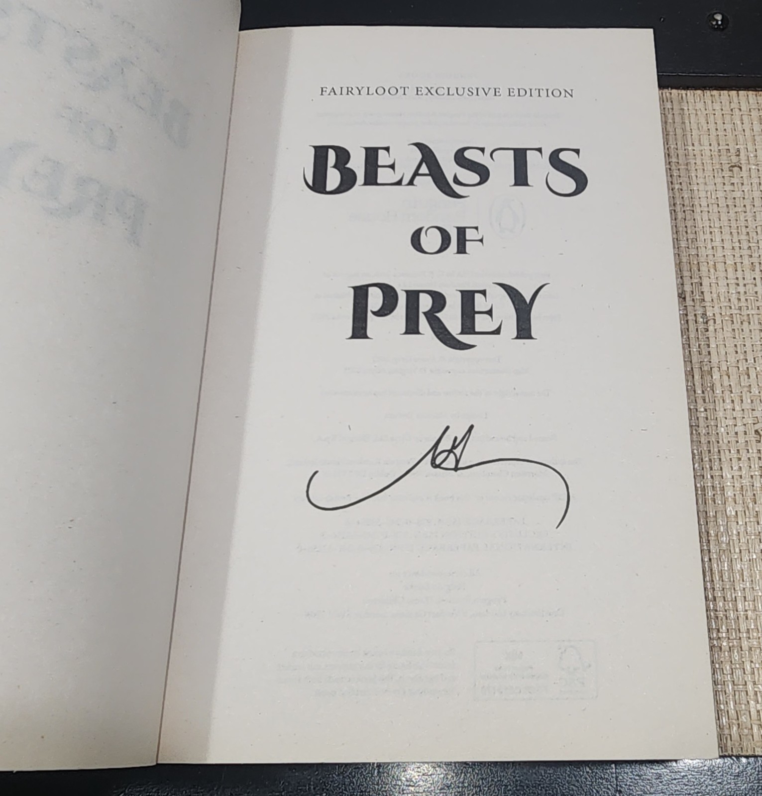 Beasts of Prey by Ayana Gray Fairyloot Edition Paperback Signed Exclusive Cover
