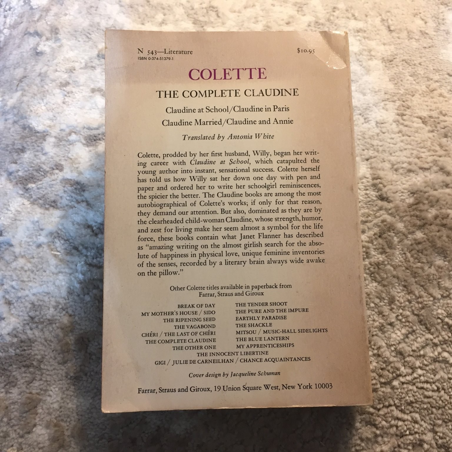 The Complete Claudine Colette 1976 Coming of Age Paperback Book Farrar Straus