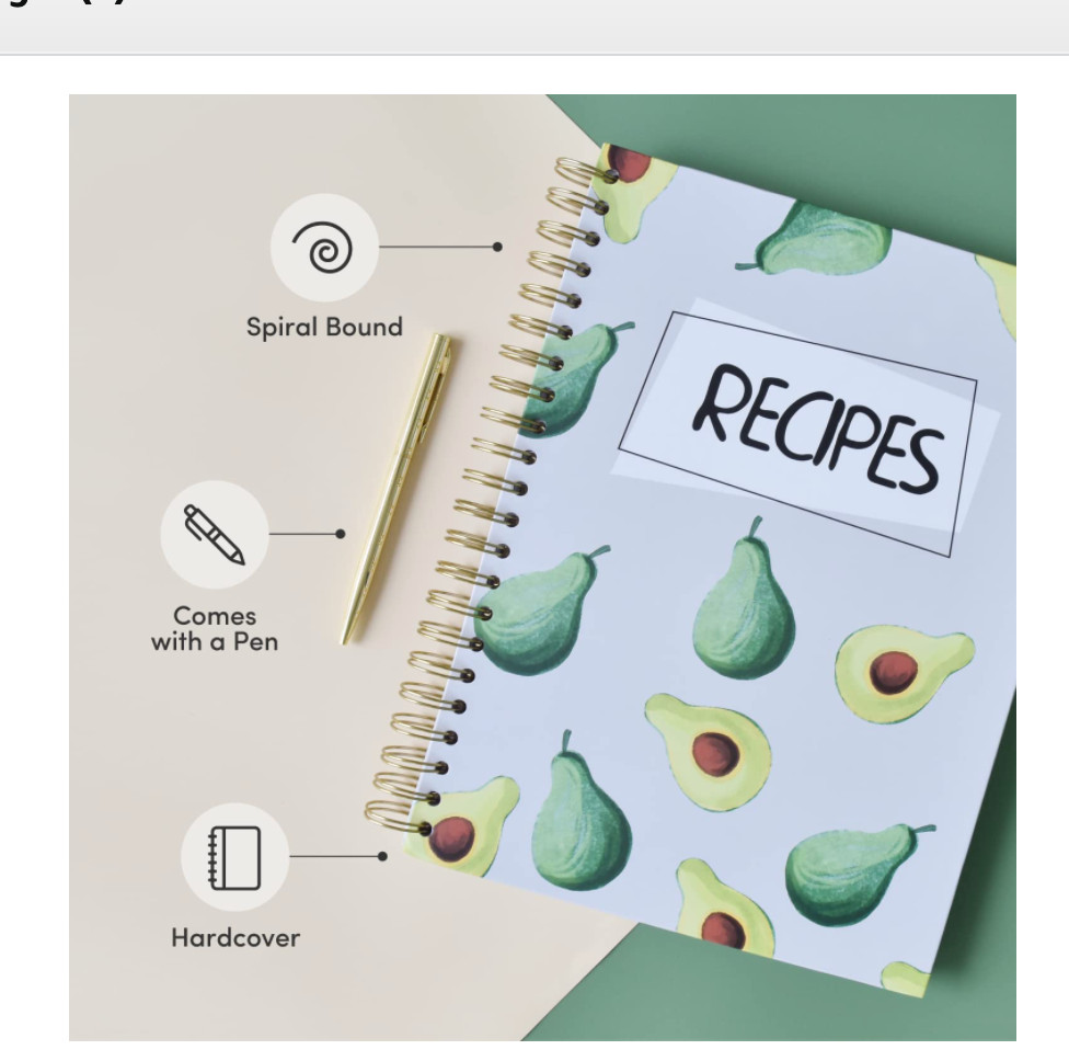 Avocado 8.5” x 11.5” A4 Size recipe book Write In Your Own Recipes W Pen NEW