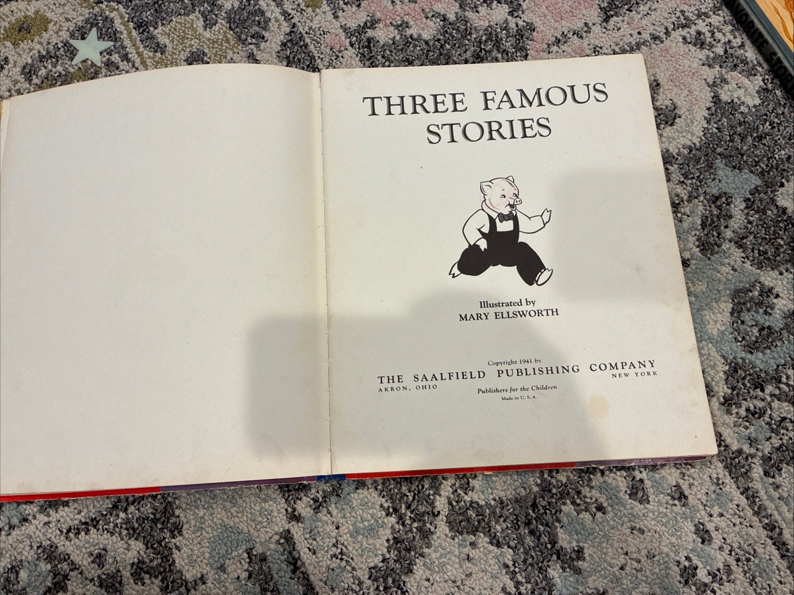 Vintage THREE FAMOUS STORIES Three Little Kittens Three Bears Three Pigs 1941
