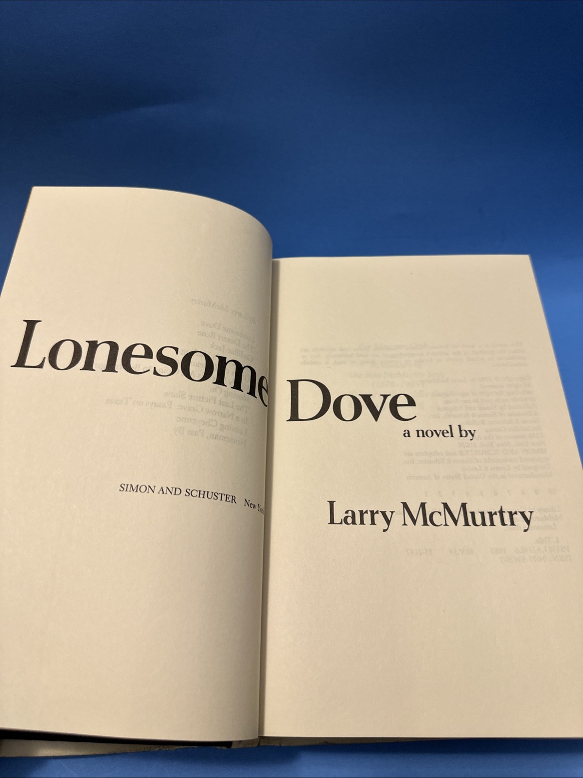 LONESOME DOVE ~ LARRY MCMURTRY (1985) 1st Printing w/ Error VERY GOOD HC/DJ