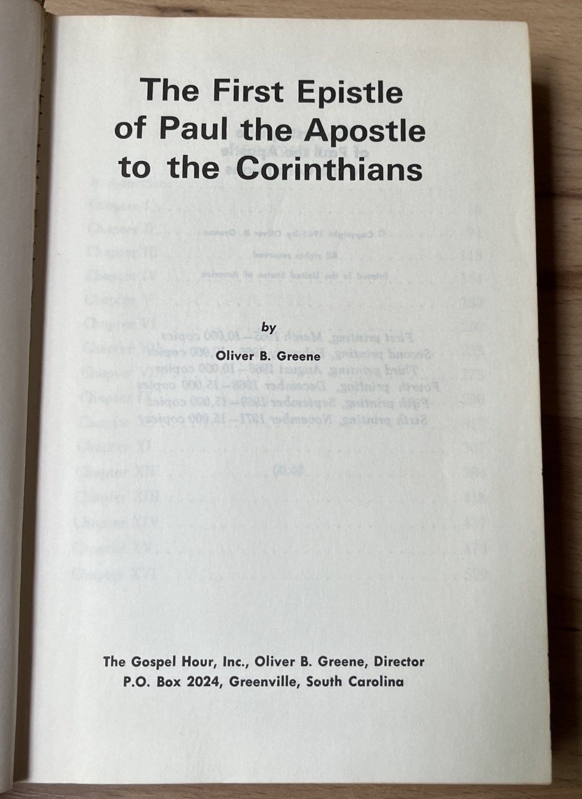 Oliver B Greene Commentary First Epistle Paul to the Corinthians Volume 1 Bible