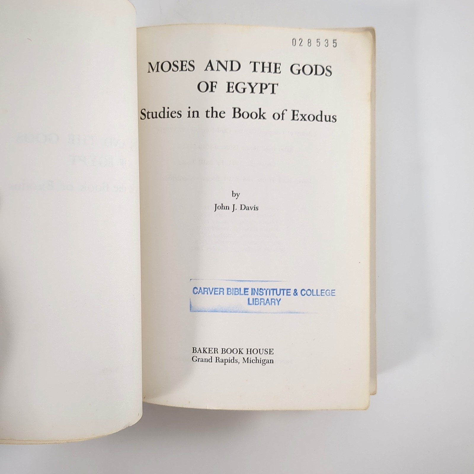 Moses And The Gods Of Egypt Bible Study Theology Paperback Book Davis 1972
