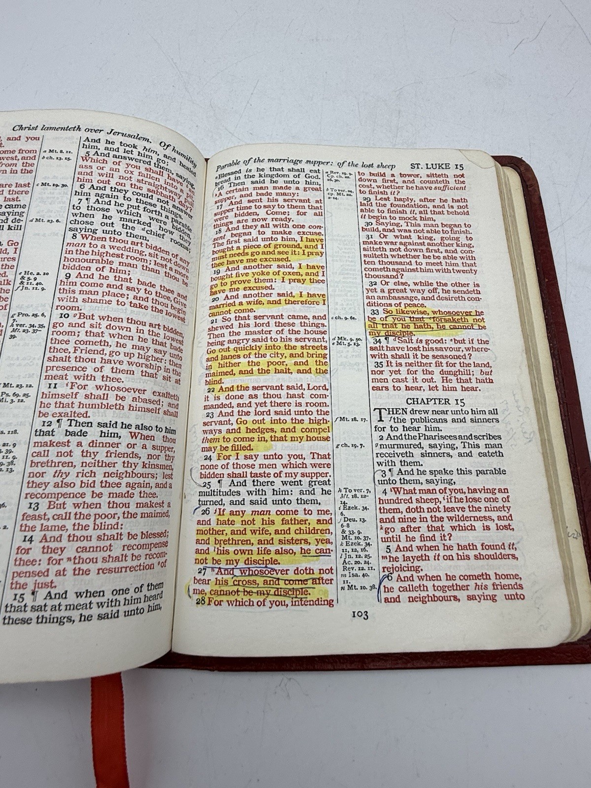 Vintage Holy Bible Red Letter Concordance Cambridge Red Leather Bound 1970s Maps