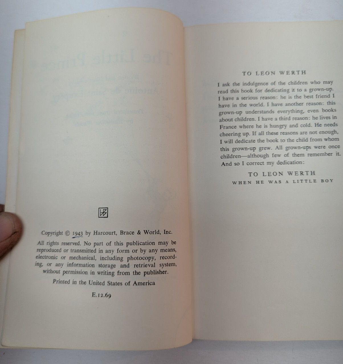 Little Prince by Antoine De Saint-Exupéry 1968 Paperback Katherine Woods Vintage