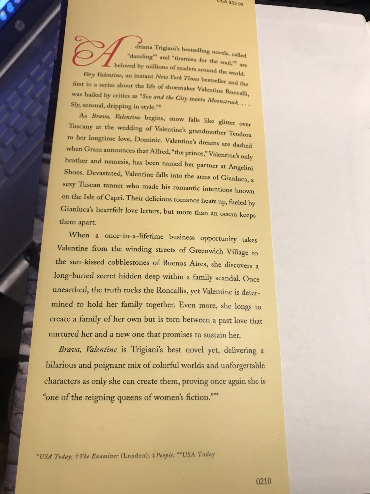 Brava, Valentine: A Novel by Adriana Trigiani (2010 Signed First Ed Hc)