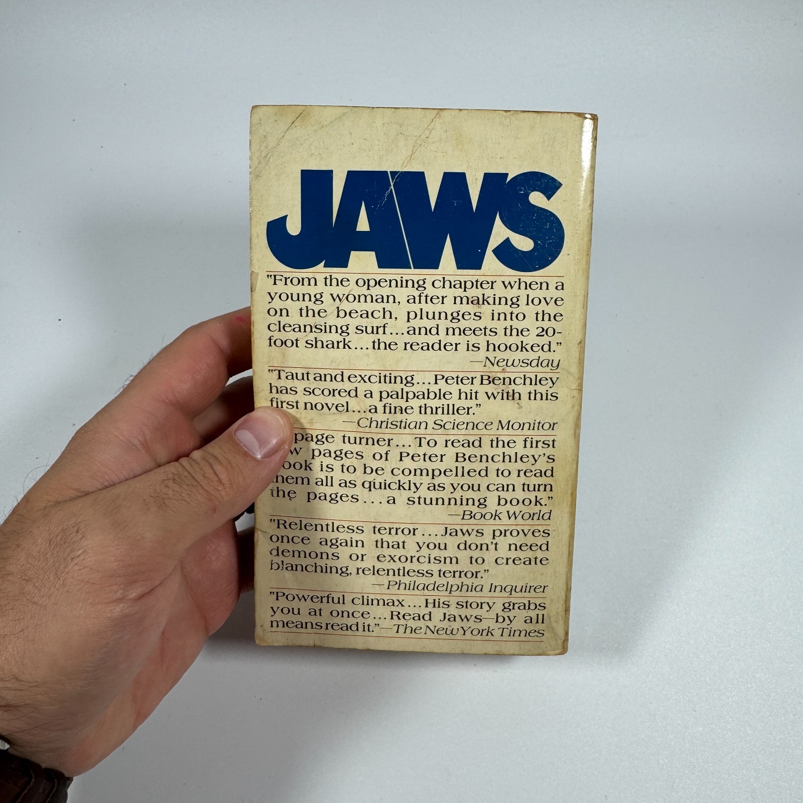 Jaws 1974 by Peter Benchley, Bantam Edition Paperback 43rd Printing