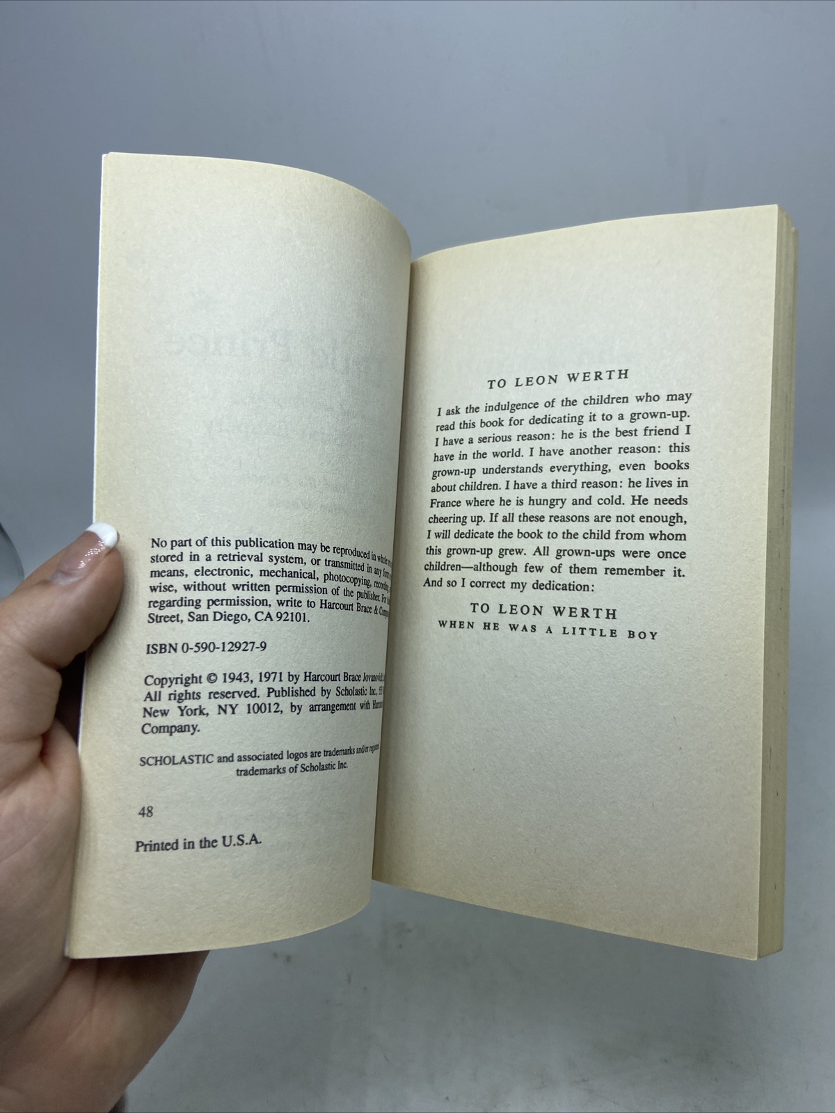 The Little Prince By Antoine de Saint Exupery Vintage Paperback 1943/1971