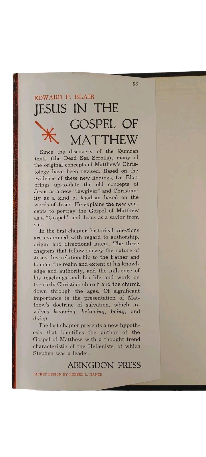 Jesus In The Gospel Of Matthew Book Edward P Blair Vintage Christian Religious