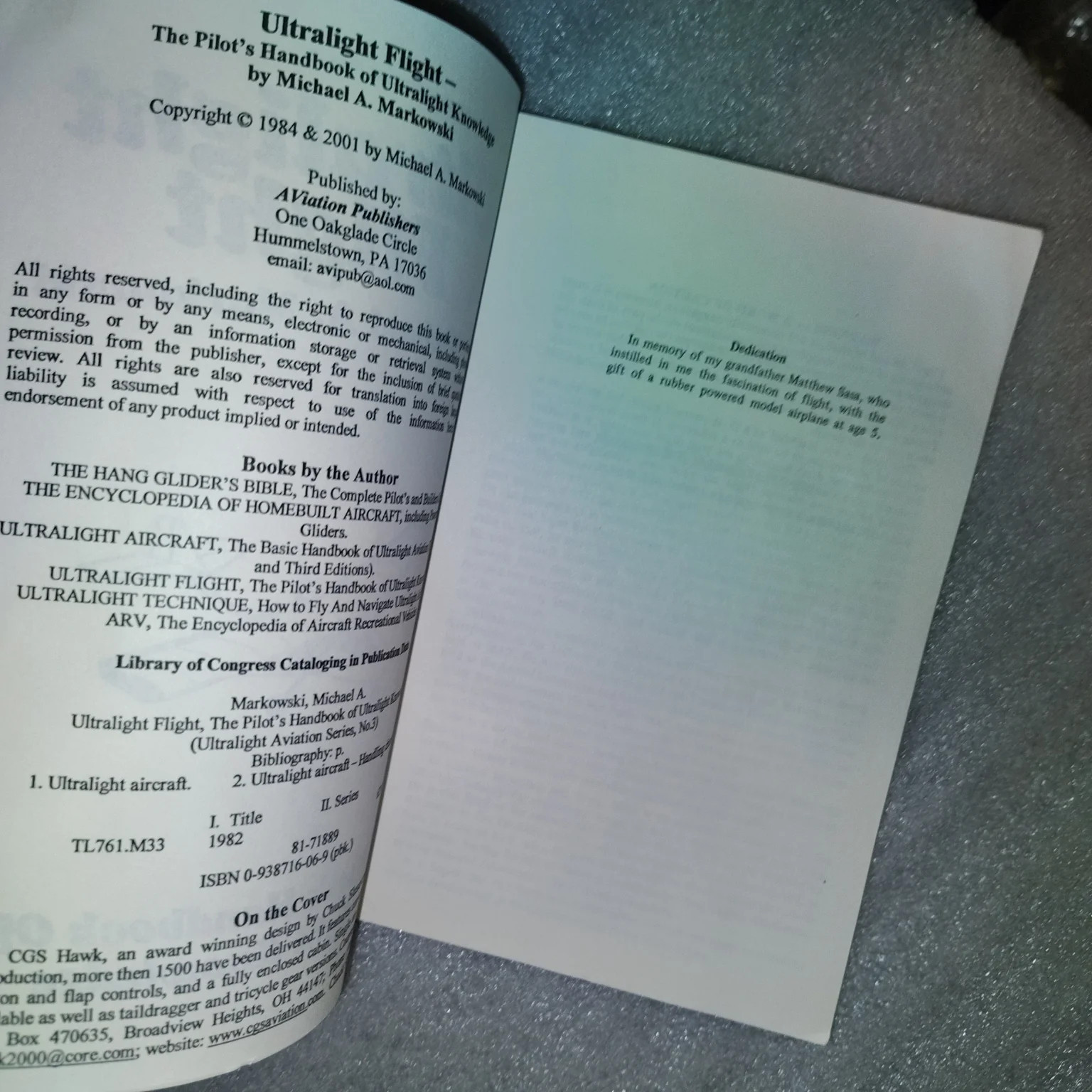 Ultralight Flight Markowski 1984 Pilot’s Handbook Aviation Publishers