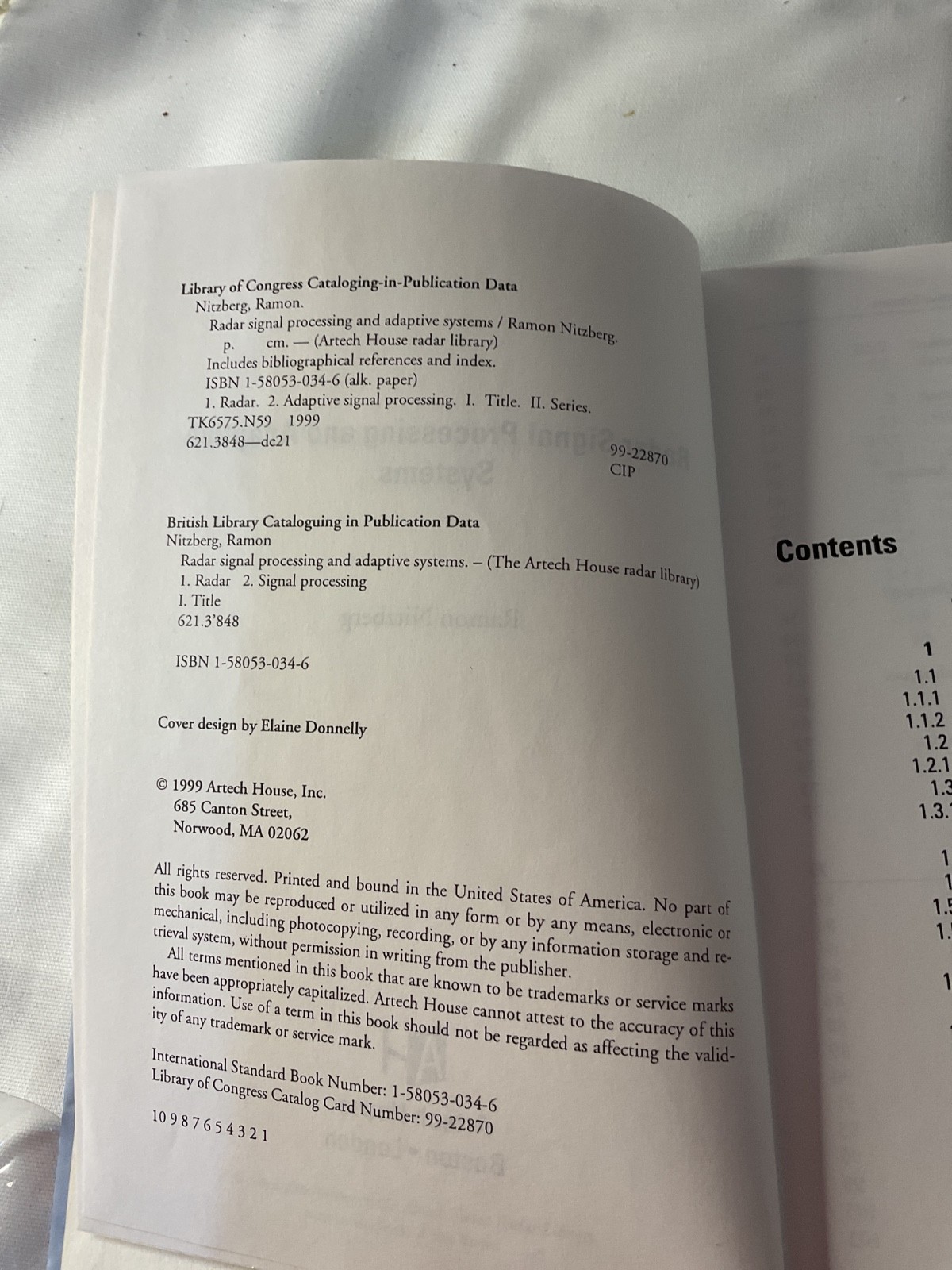 Radar Signal Processing and Adaptive Systems Ramon Nitzberg Artech house 1999
