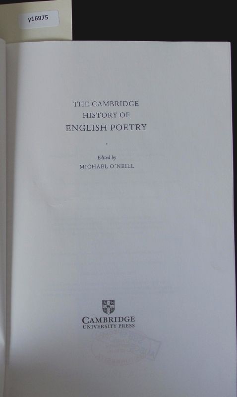 The Cambridge history of English poetry. O&apos, :