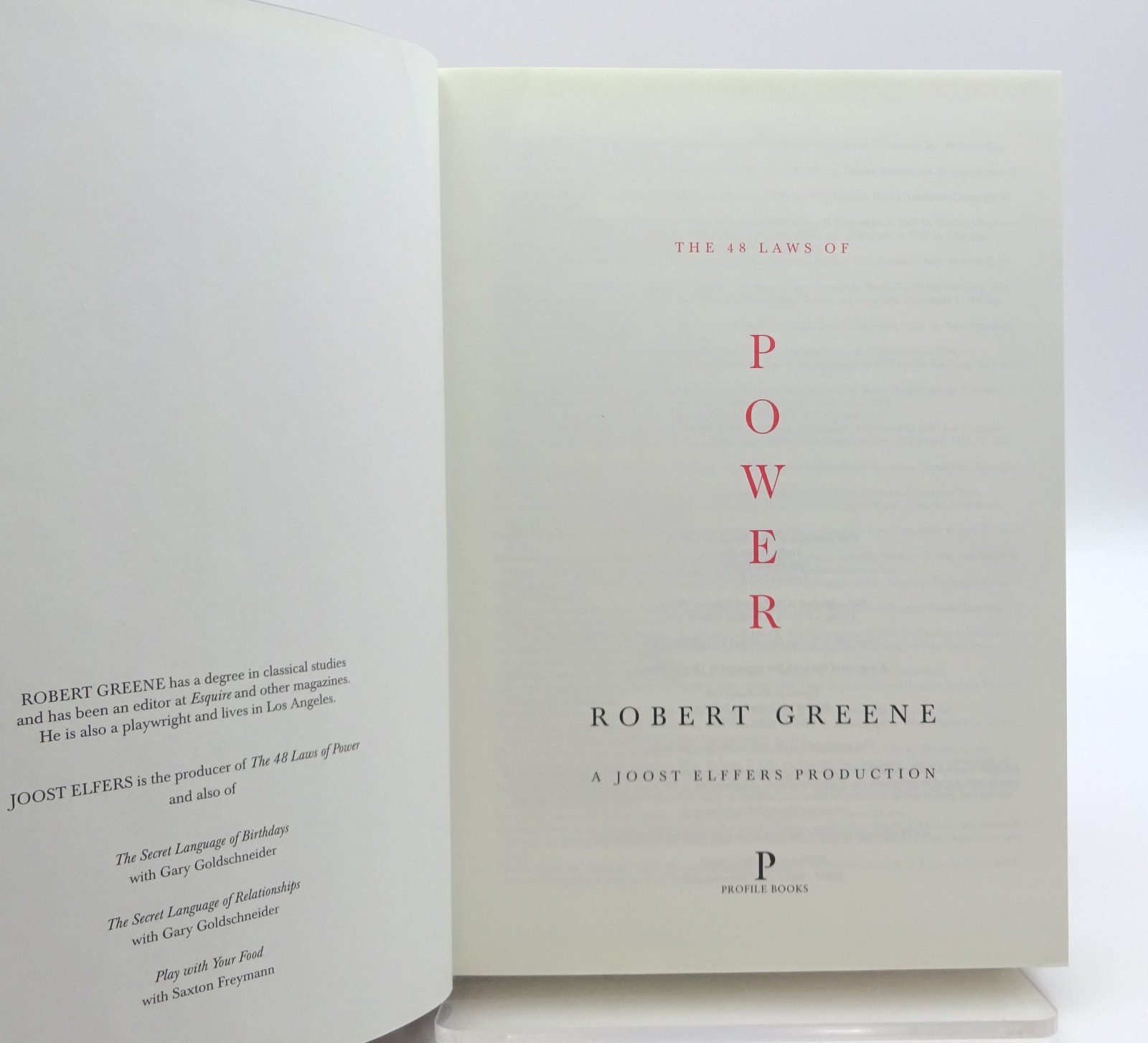 Robert Greene The 48 Laws of Power 1st UK Edition, 1st Printing 1998 Profile HB