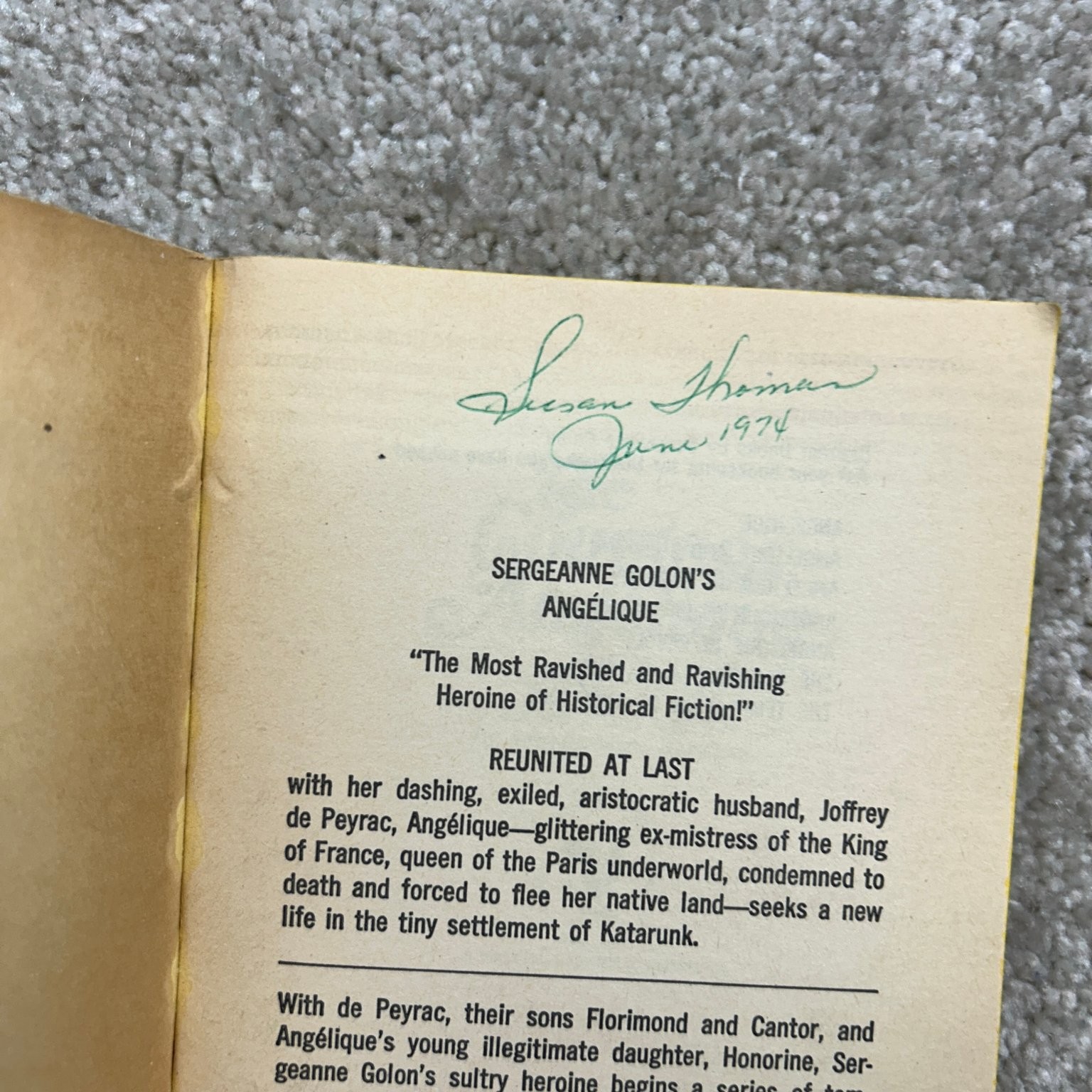 Countess Angelique Sergeanne Golon 1969 Bantam Paperback Historical Romance