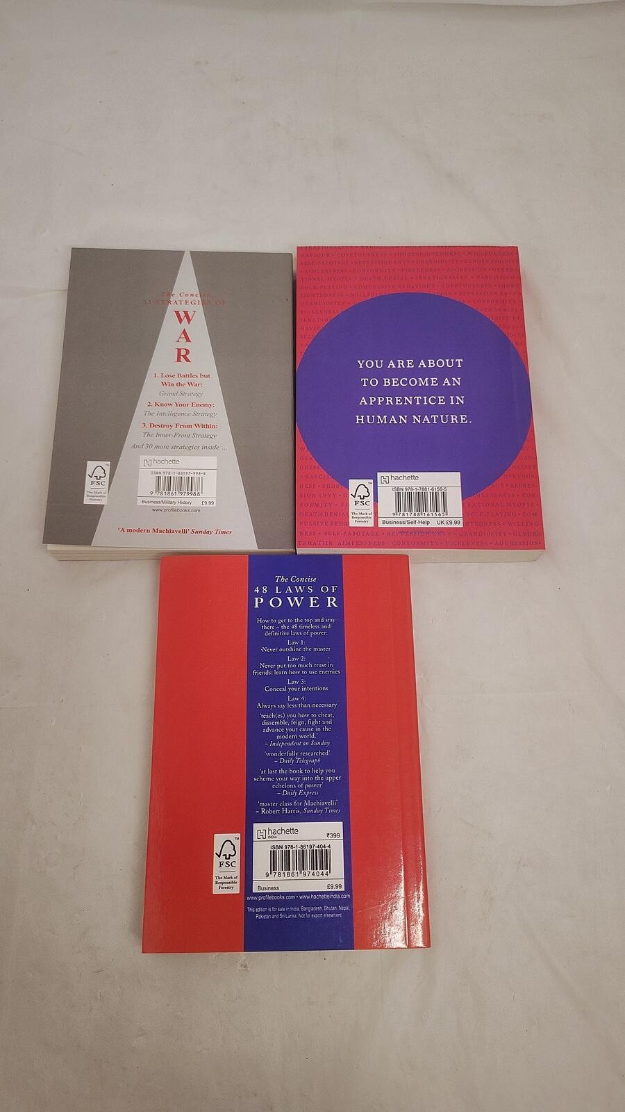 Robert Greene Concise Laws of Power Human Nature 33 Strategies of War 3 Book Lot