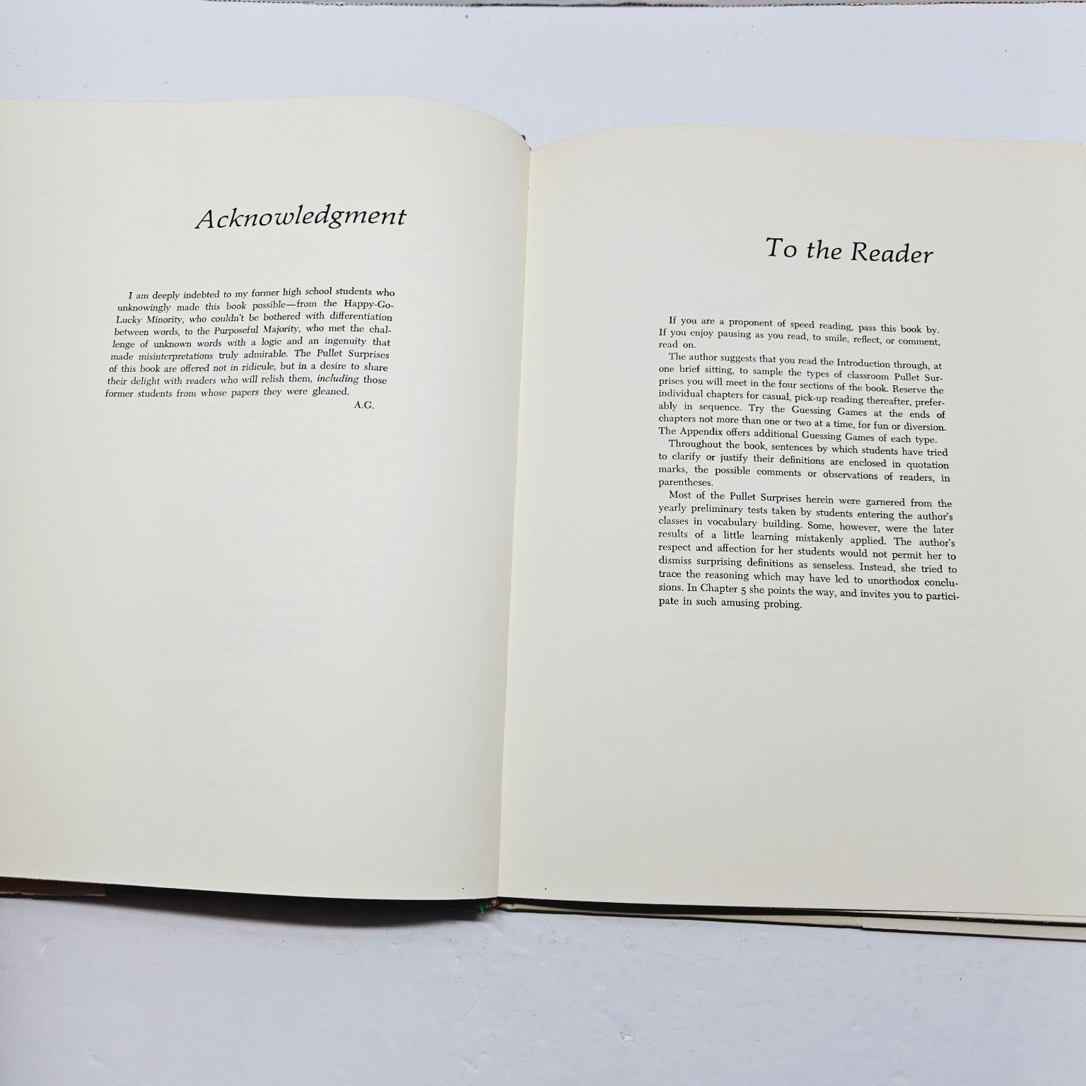 Humorous Language Book – Pullet Surprises – Amsel Greene 1970 Sultana Press