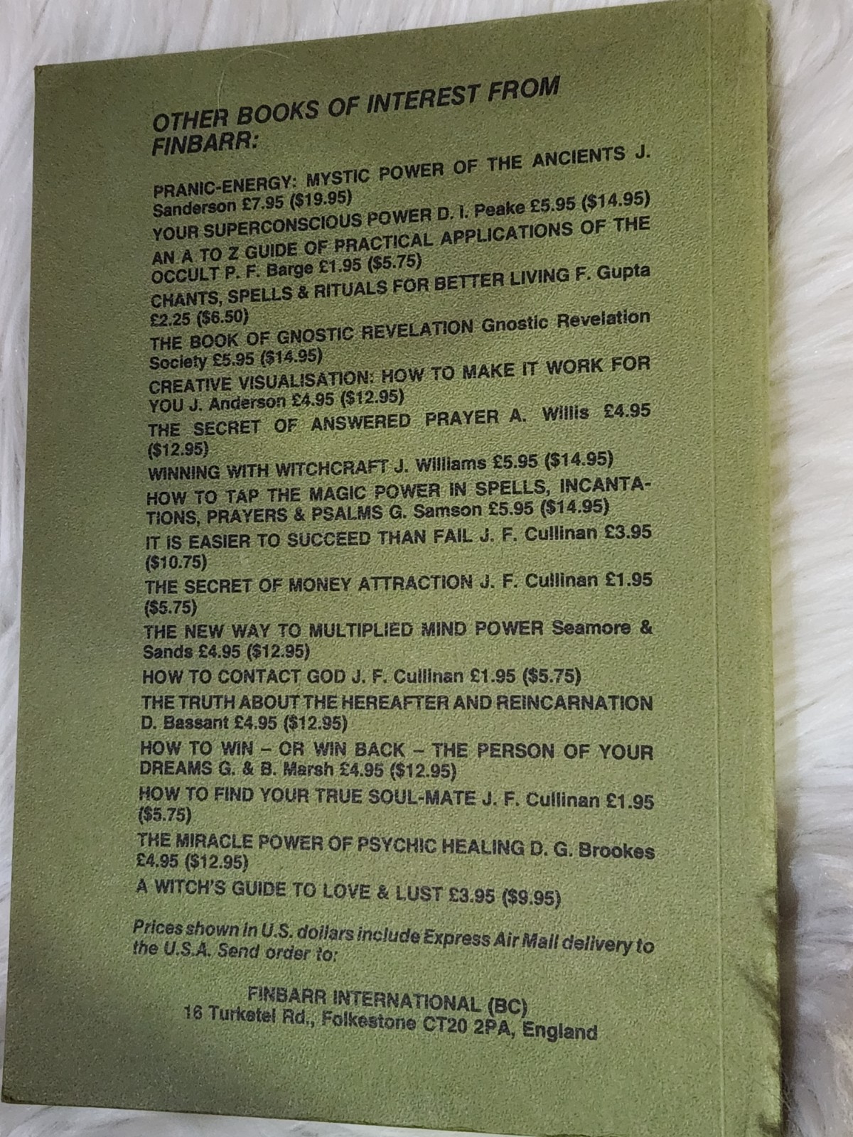Finbarr Book Out Of Print Winning With Witchcraft by Jean Williams Rare EUC