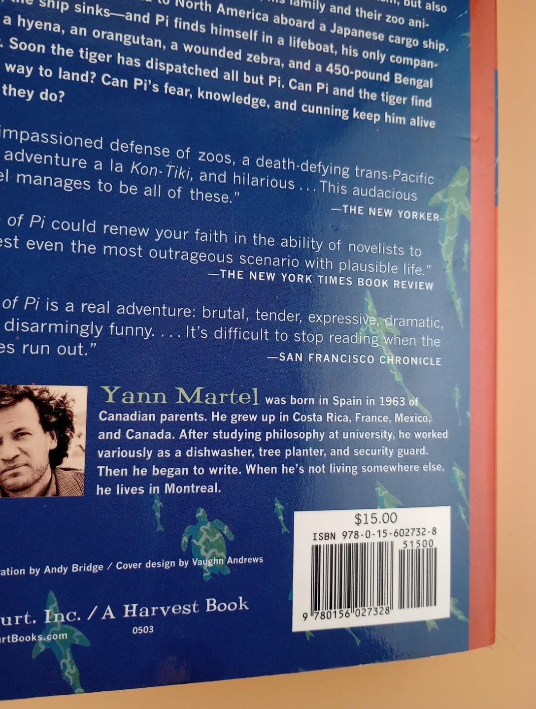 Life of Pi A Novel by Yann Martel 2001 Trade Paperback Fantasy Printed In USA