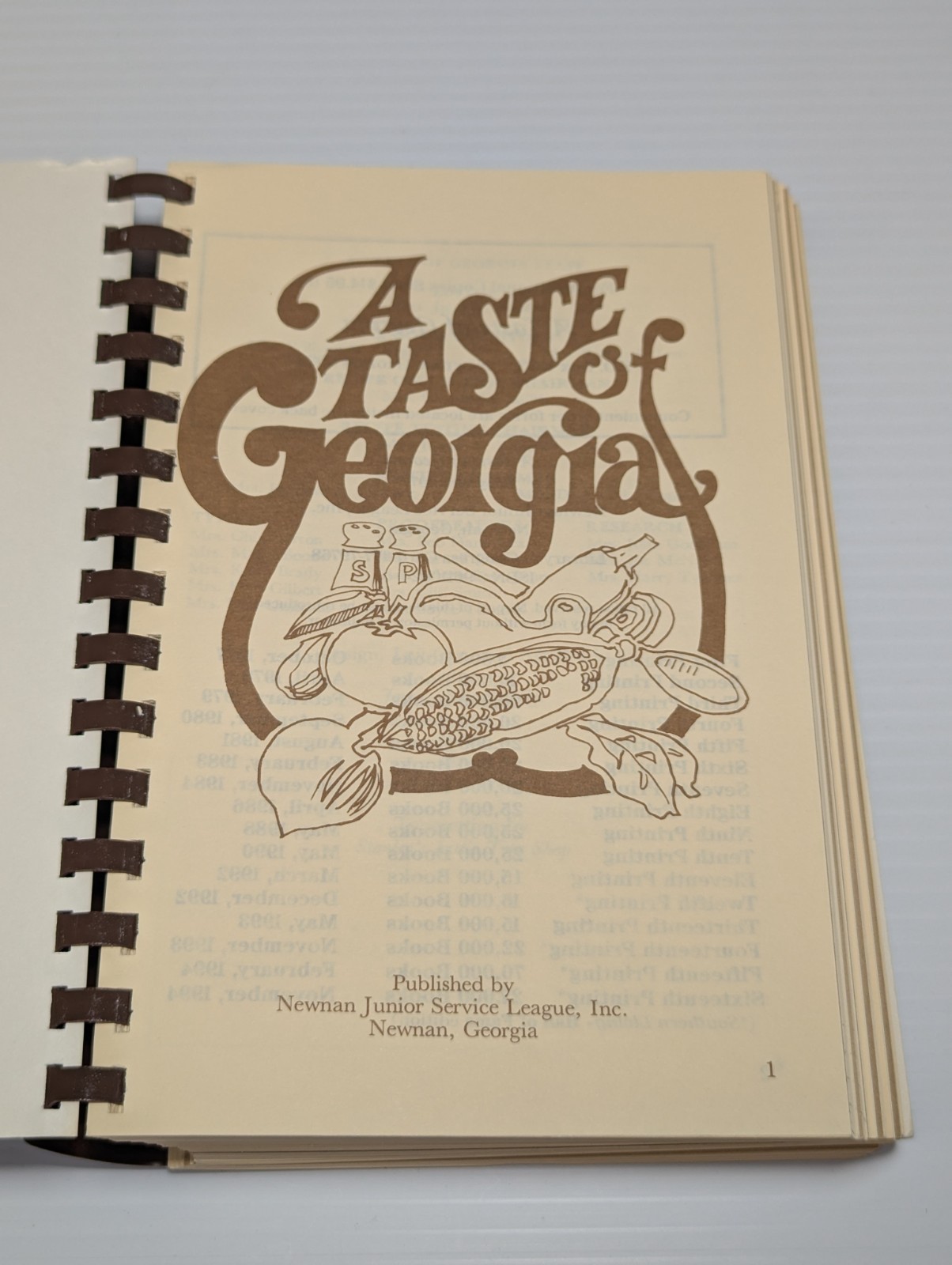 A Taste of Georgia Southern Cookbook Newnan Junior Service League 1994 592 pages