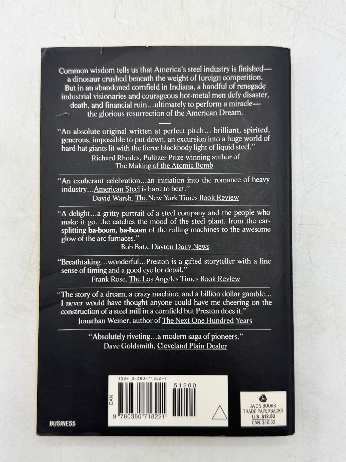 American Steel Richard Preston 1991 Business History Avon Books Paperback
