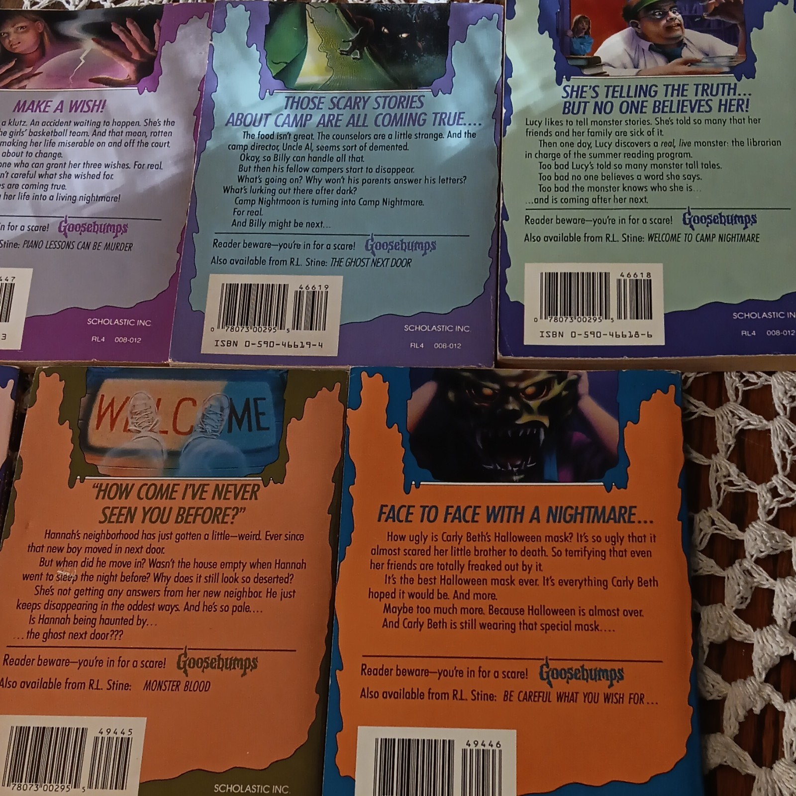 R.L. Stine Goosebumps Lot of 7 Paperback Horror Kids Novels Monsters Ghosts