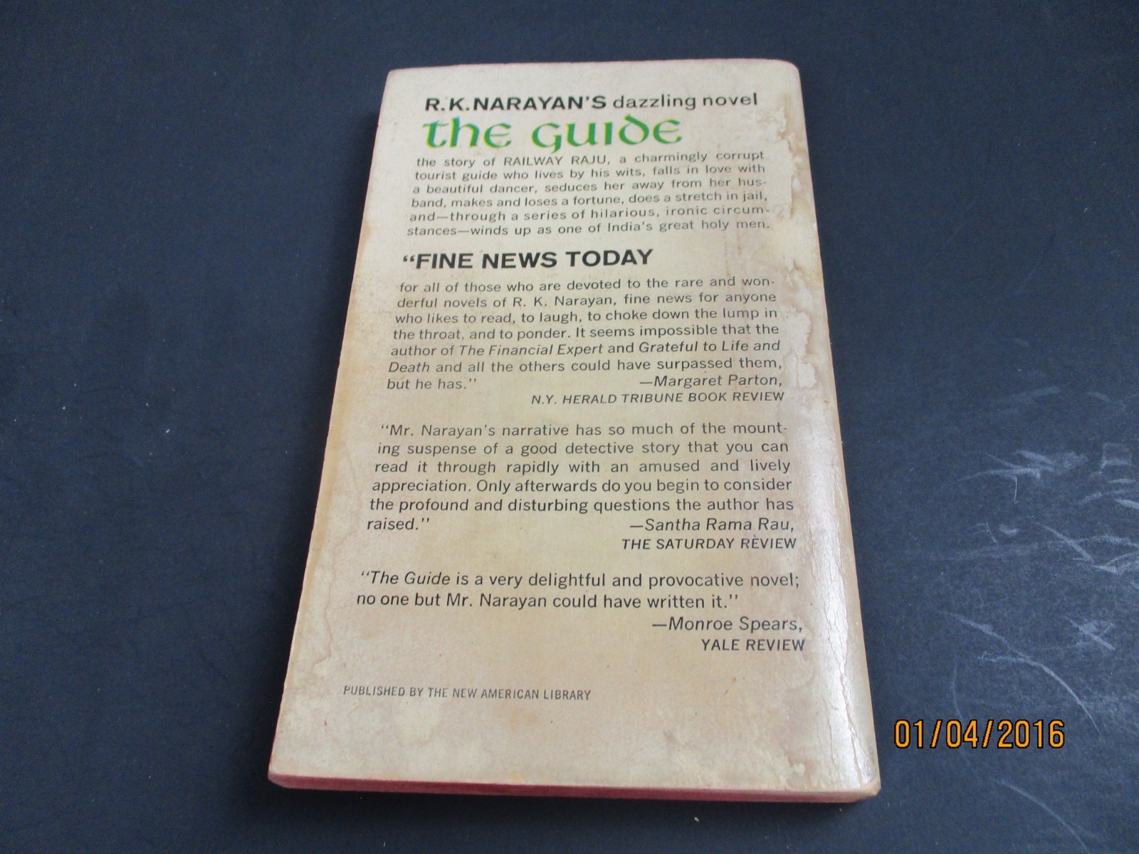 THE GUIDE by R. K. Narayan Signet Book 1st Print 1966 Paperback PB