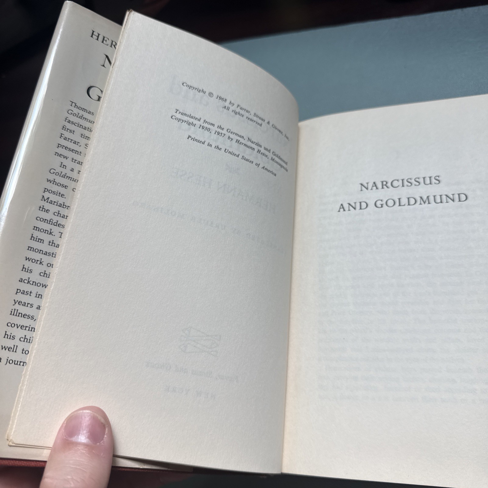 Narcissus and Goldmund, Hermann Hesse 1968 Hardcover Book Club Edition DJ BCE