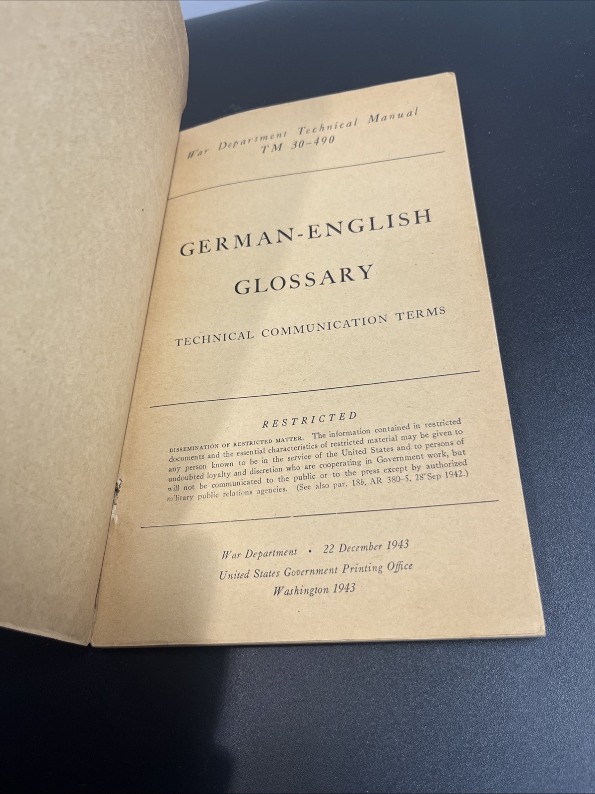 Lot of 3 Foreign Language Dictionaries 1904,1943,1977 War Dept Tech Manual