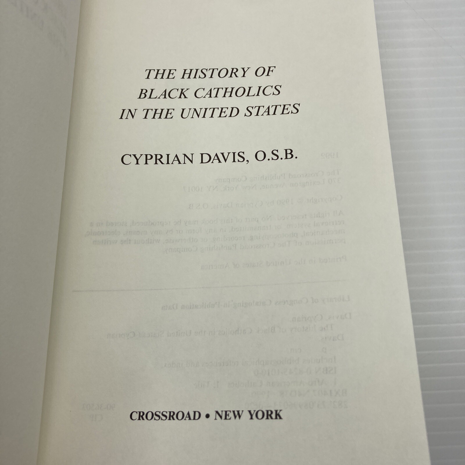 The History of Black Catholics in the United States Cyprian Davis 1992 Hardcover