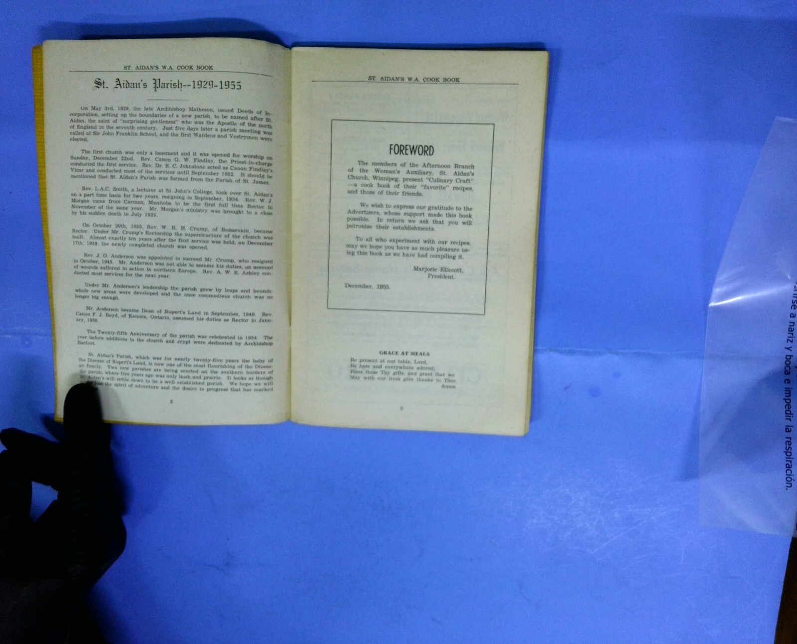 ST. Aidan’s Anglican Church winnipeg, Man. cookbook 1955- 72 pages