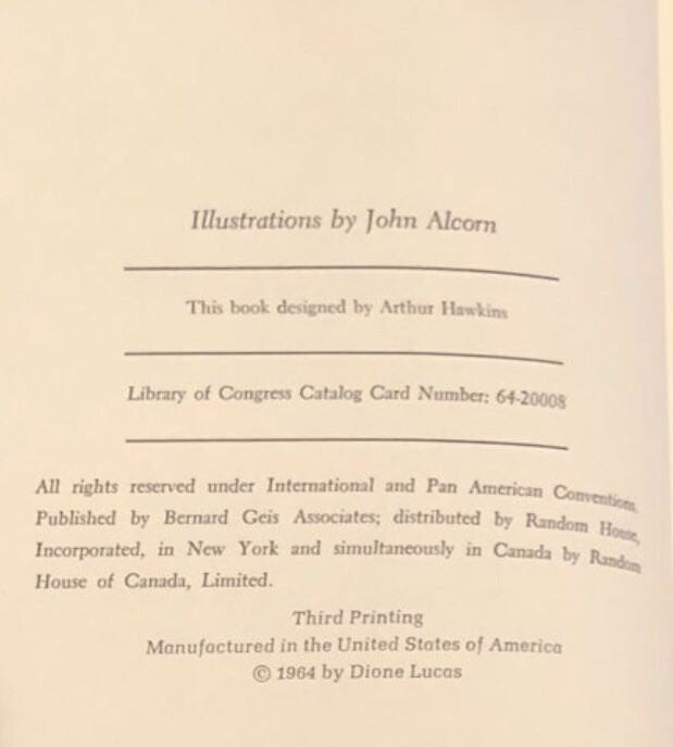 1964 Gourmet Cooking School Cookbook Hardcover Dione Lucas 366 Pages