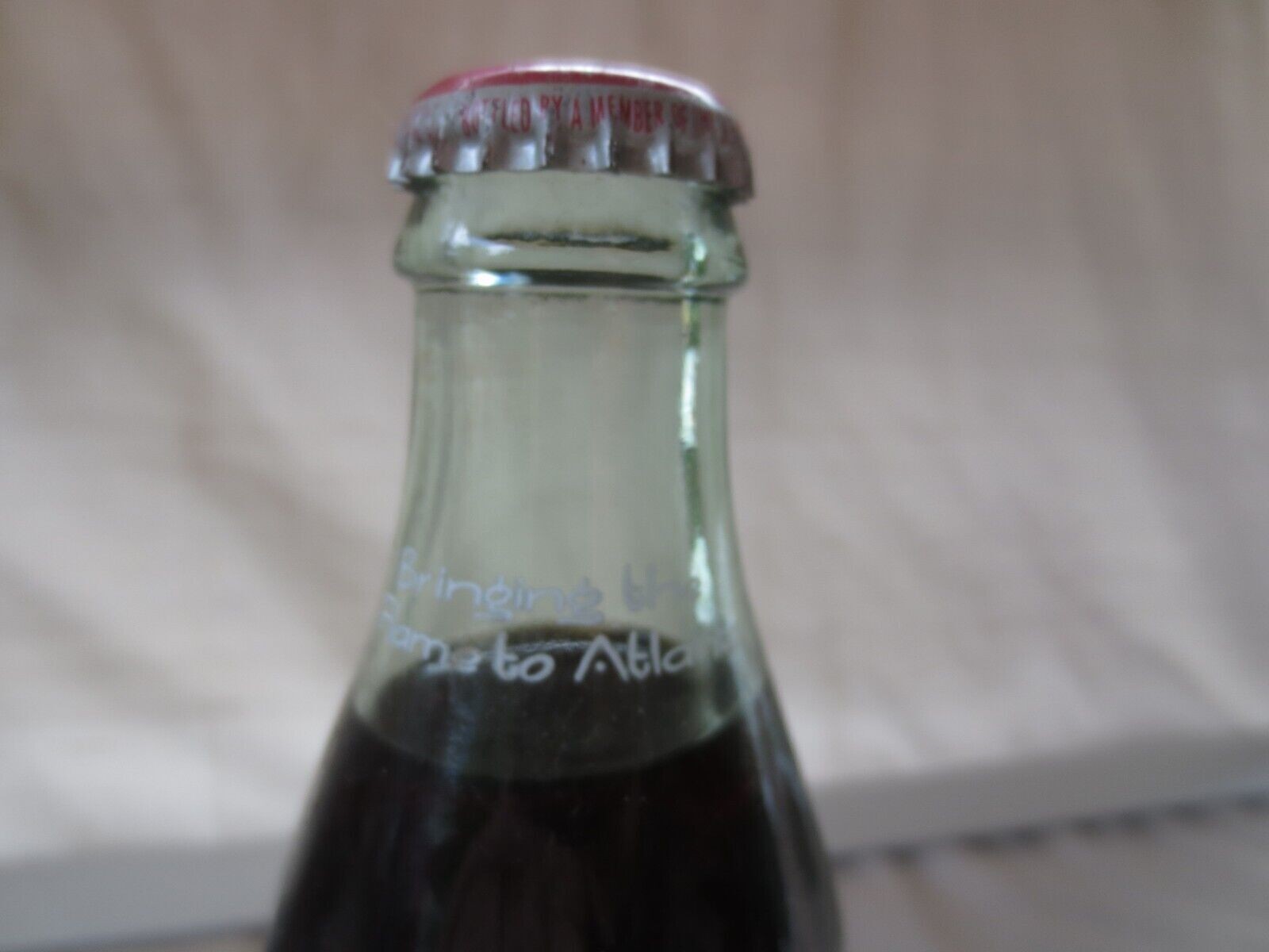 1996 ATLANTA OLYMPICS 1996 OLYMPIC TORCH RELAY 8 OZ GLASS COCA – COLA BOTTLE