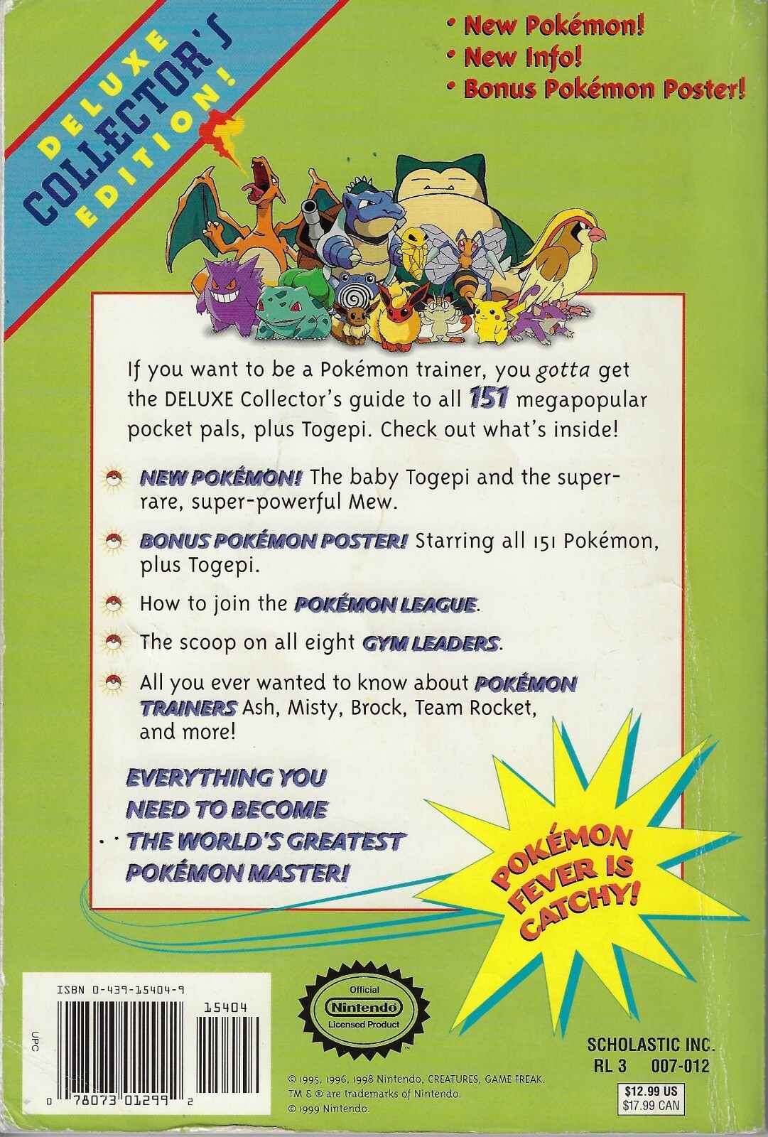 NINTENDO POKEMON OFFICIAL HANDBOOK Deluxe Collector Edition SCHOLASTIC no poster