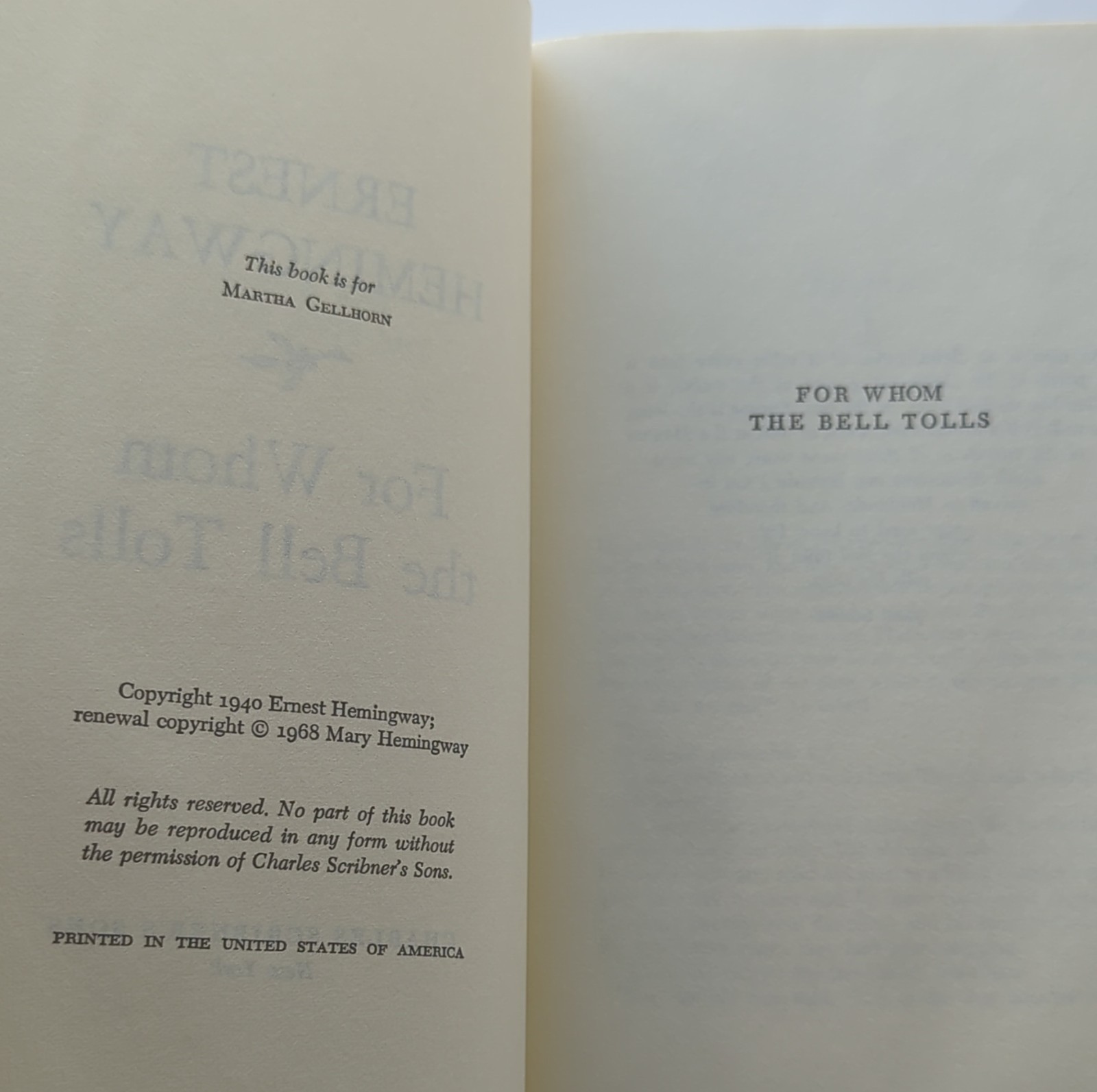 VTG Ernest Hemingway 3 Book Set: Farewell to Arms For Whom The Bell Tolls & More