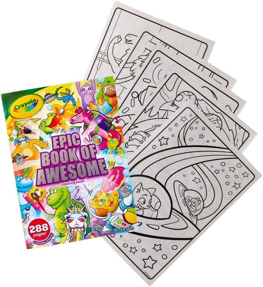 Giant Epic Coloring Book with 288 Pages & Foil Stickers for Creative Kids