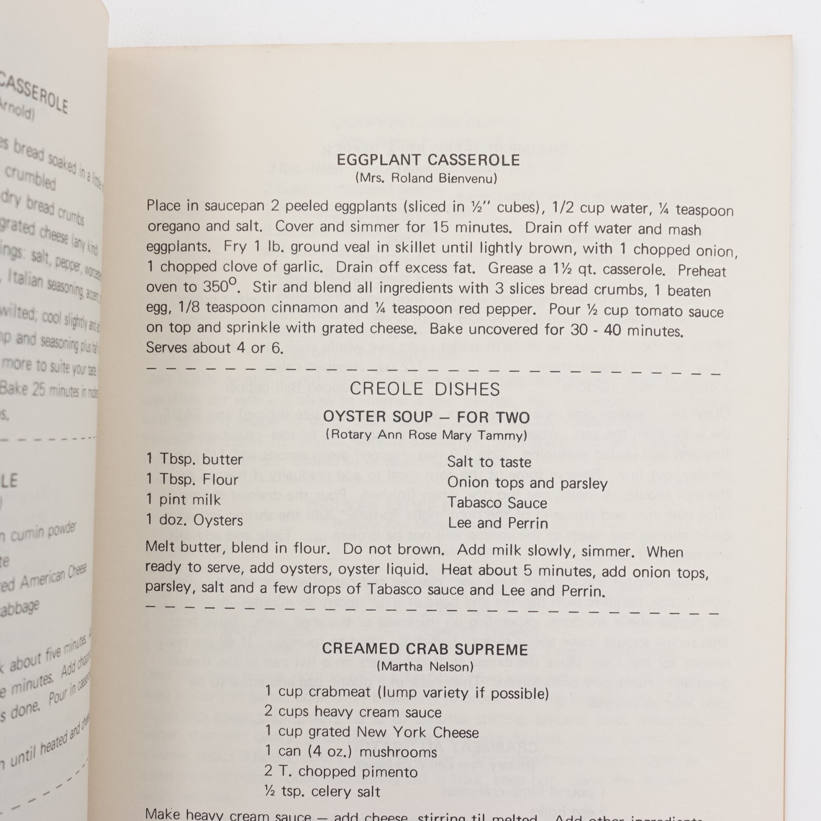 Recipes from St. Martinville Rotary Club Booklet PB Staple Bound 48 Pages VGUC