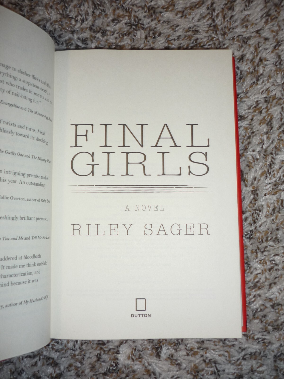 Final Girls by Riley Sager, 2017 Hardcover, First 1st Edition 3rd Print, DJ