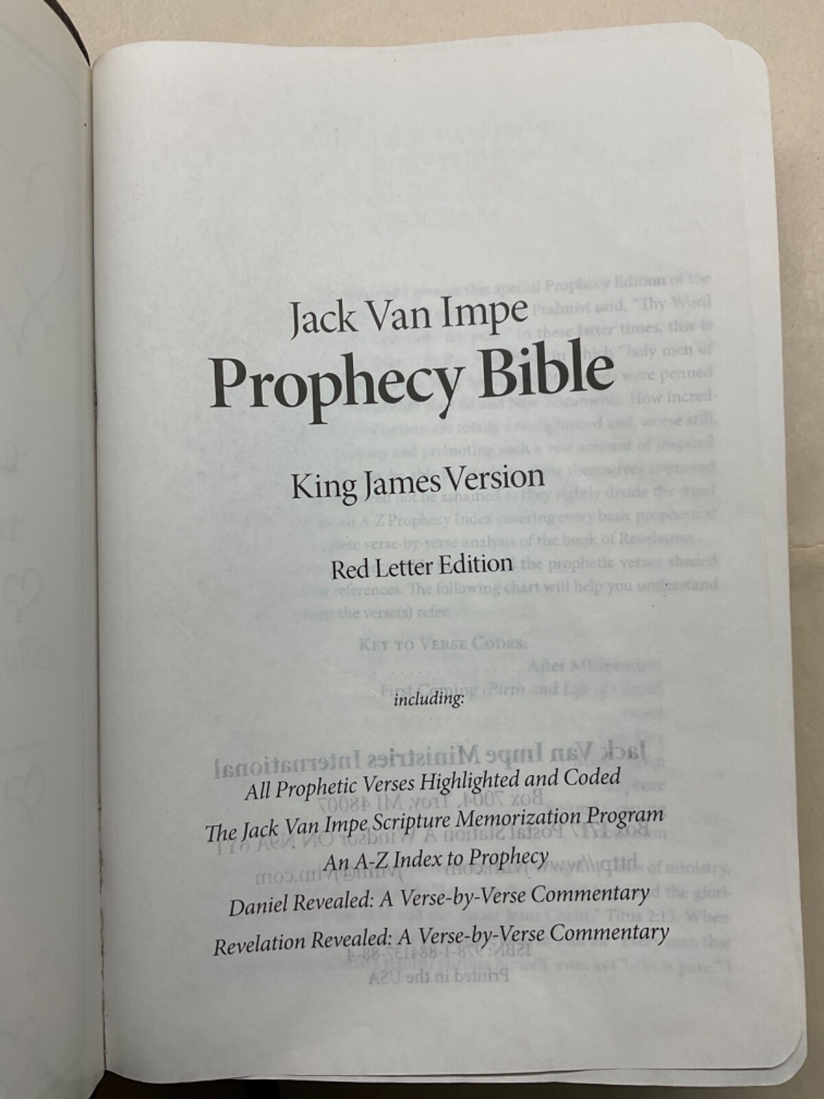 Jack Van Impe Prophecy Bible Limited Special Edition KJV Red Letter Edition