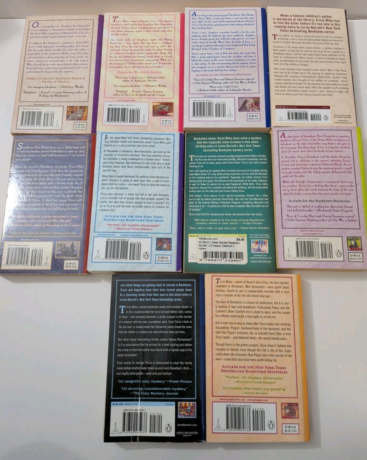 Lorna Barrett lot of 10 paperback books From the Booktown Mystery Series