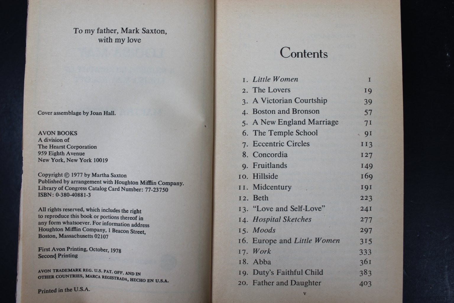 Louisa May A Modern Biography Martha Saxton 1978 2nd Printing Alcott Avon Books