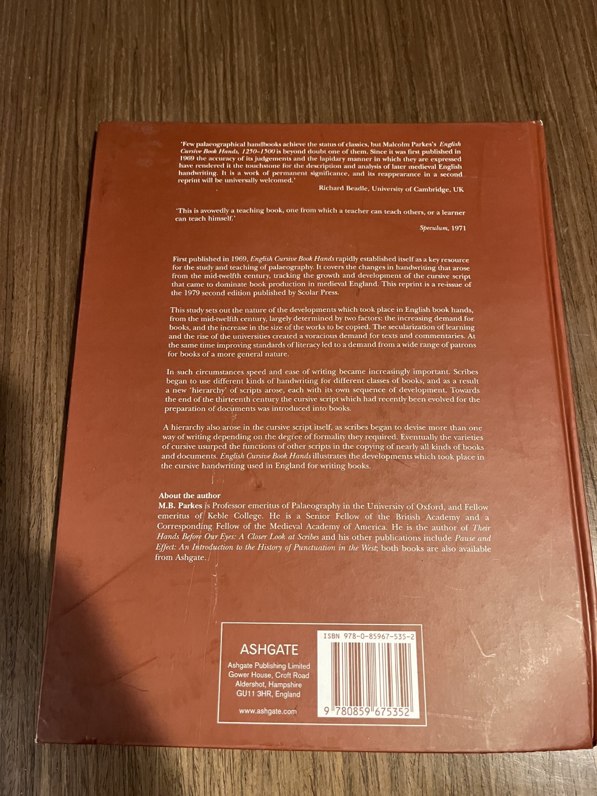 ENGLISH CURSIVE BOOK HANDS, 1250-1500 By M B Parkes – Hardcover