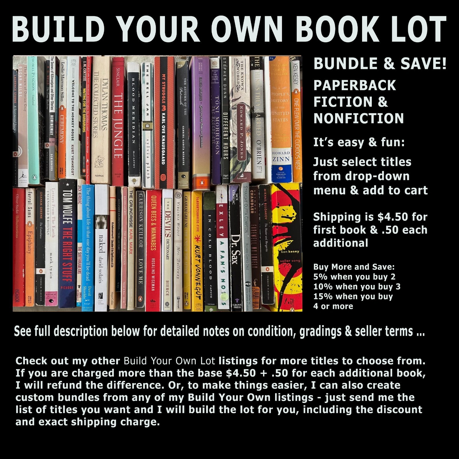 BUILD YOUR OWN LOT Cult Novels Modern Classics Contempo Lit Bundle & Save $2-$6
