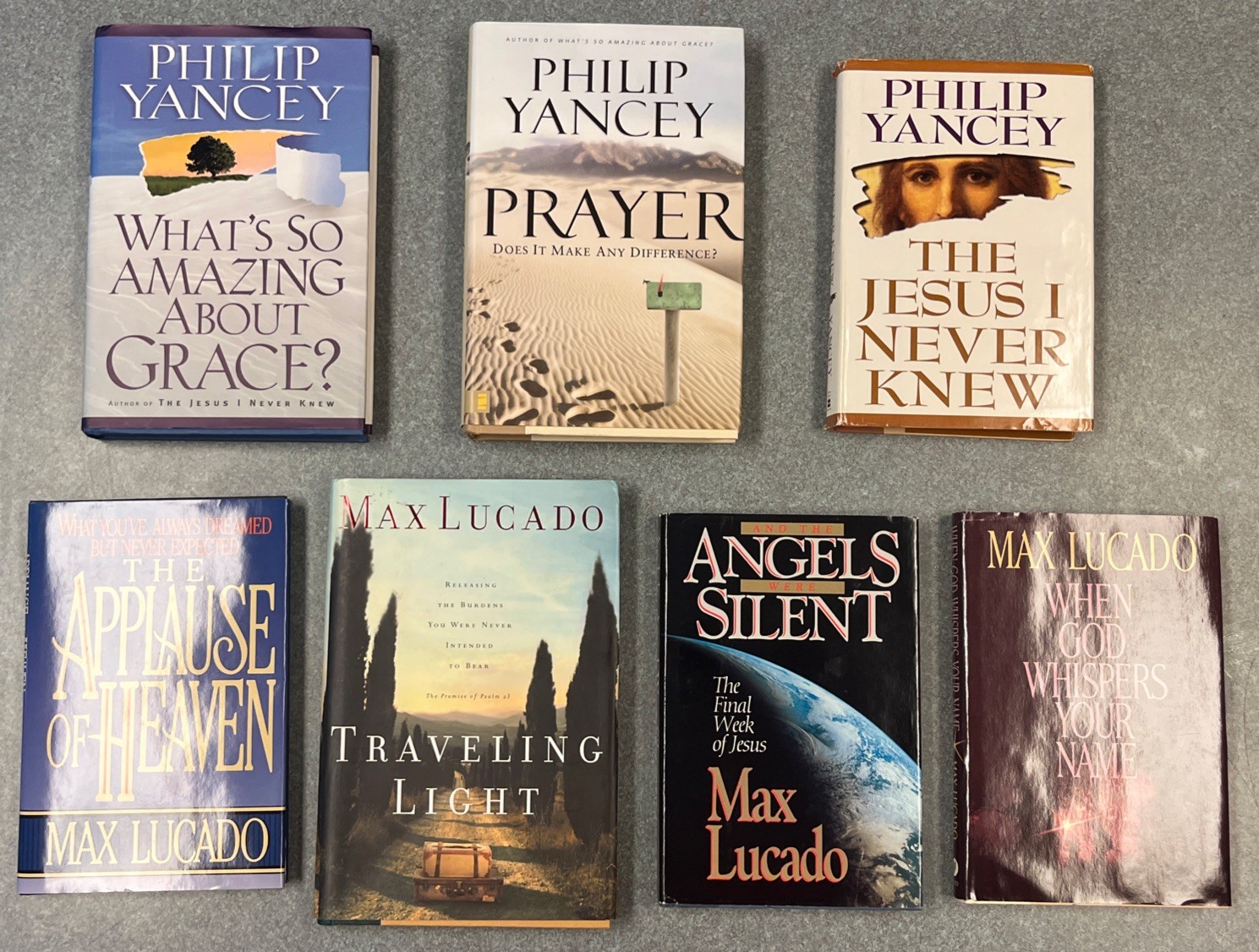 Lot of 7 Books by Max Lucado & Philip Yancey Prayer, Angels, Grace HC DJ *NICE