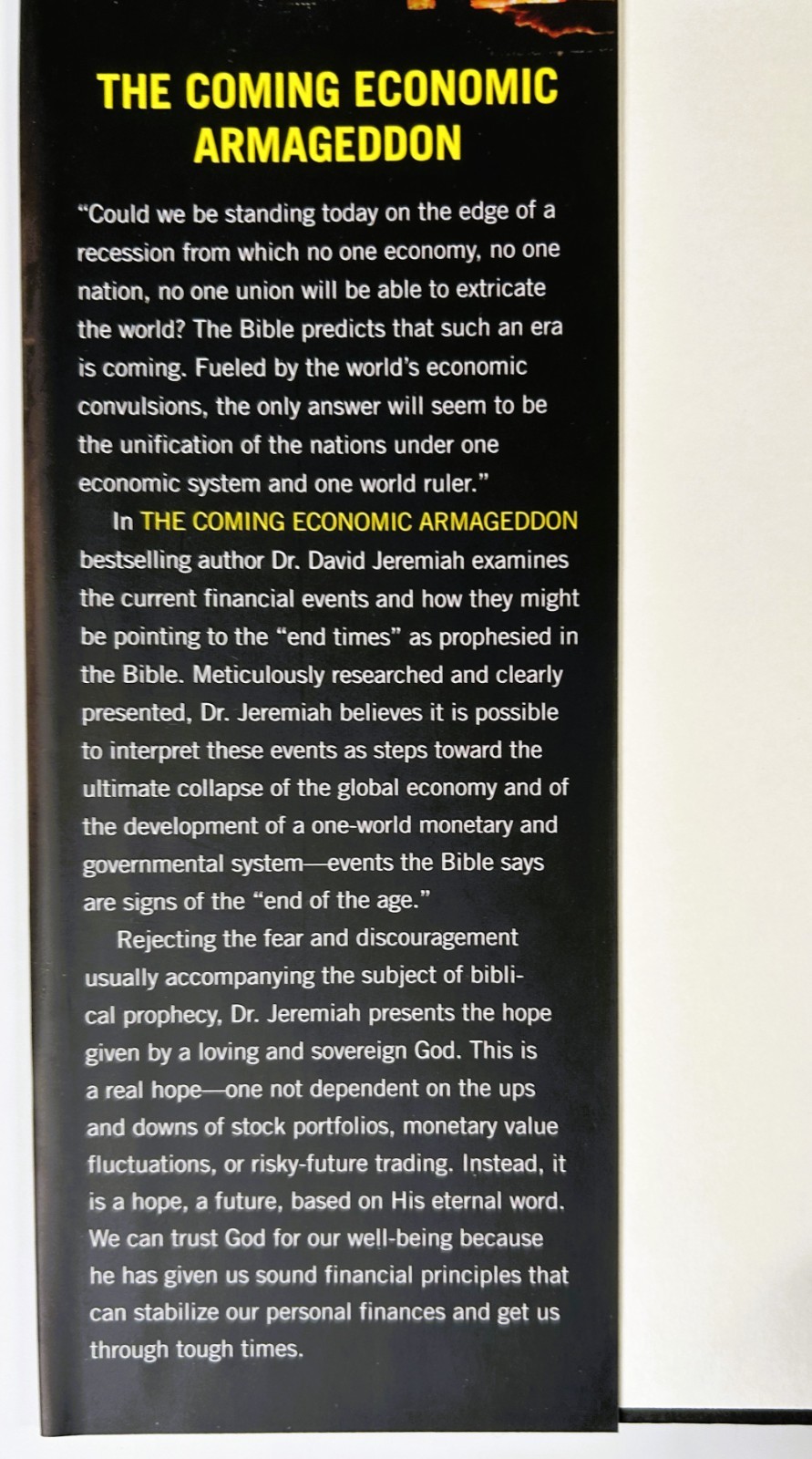 The Coming Economic Armageddon by David Jeremiah 2010 HCDJ Near Mint Cond